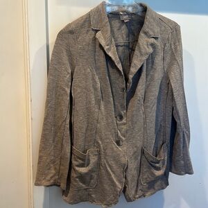 J.Jill Gray Wool Blend Jersey Knit Double Button Blazer Size M